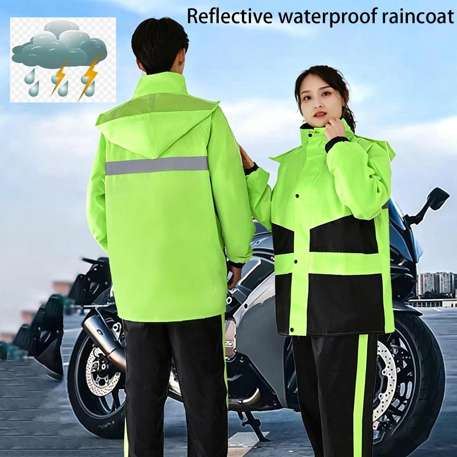Motorcycle Gear Mens - ชุดเสื้อกันฝนสำหรับขี่มอเตอร์ไซค์ ผู้ชาย ผู้หญิง ชุดกันฝนกันน้ำ เสื้อกันฝนสะท้อนแสง ชุดกันฝนสำหรับทำงาน