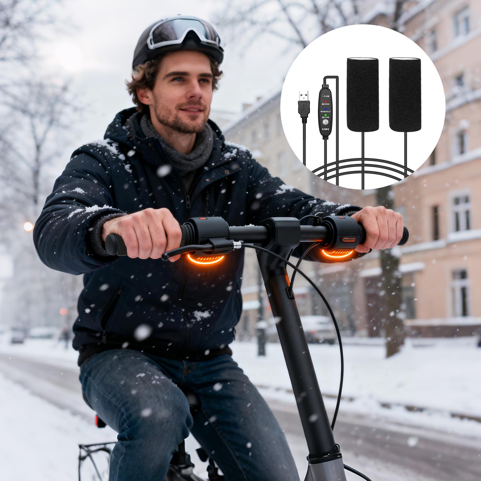 Handlebar Grip Heated - ปลอกแฮนด์มอเตอร์ไซค์แบบมีระบบทำความร้อน 3 ระดับอุณหภูมิ 5V พอร์ต USB